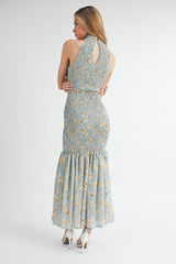 IDALIA SMOCKED MERMAID LINE MAXI DRESS