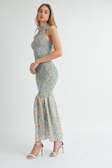 IDALIA SMOCKED MERMAID LINE MAXI DRESS