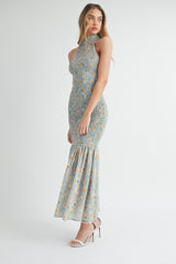 IDALIA SMOCKED MERMAID LINE MAXI DRESS