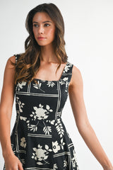 HAISLEY FLORAL SQUARE NECK  MIDI DRESS