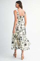HAISLEY FLORAL SQUARE NECK  MIDI DRESS