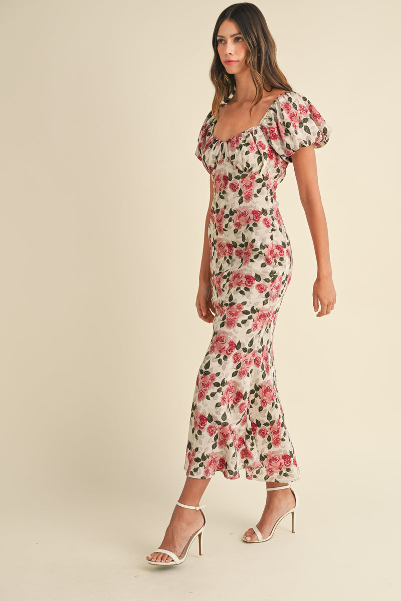 ELOWYN SWEETHEART NECK LINE MIDI DRESS