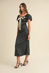 ODESSA BOW DETAILED MIDI DRESS