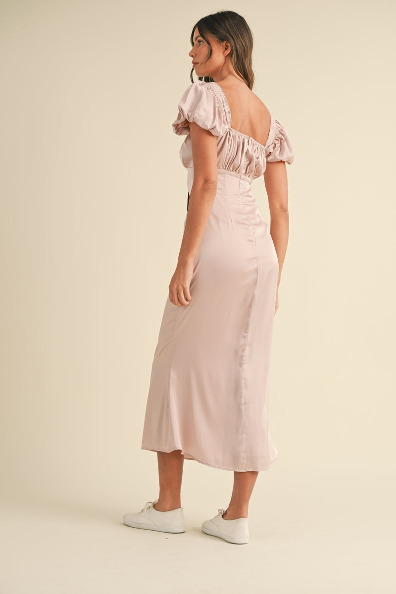 ODESSA BOW DETAILED MIDI DRESS