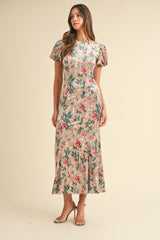 LUNETTA VELVET FLORAL MIDI DRESS