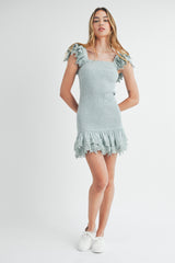 ADDIE SMOCKED RUFFLE MINI DRESS