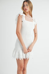 ADDIE SMOCKED RUFFLE MINI DRESS