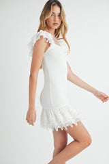 ADDIE SMOCKED RUFFLE MINI DRESS