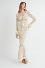 KAELANI KNIT CROCHET MAXI DRESS