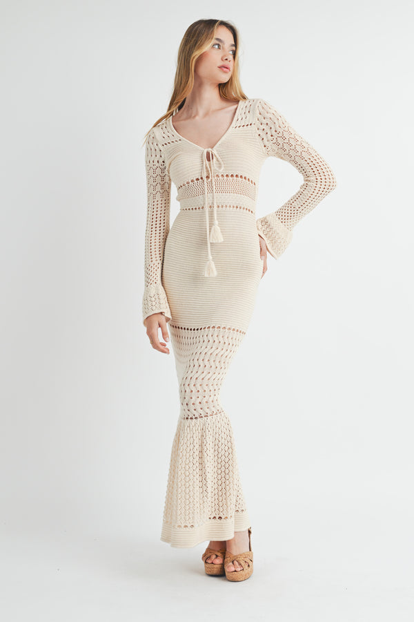 KAELANI KNIT CROCHET MAXI DRESS