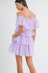 FRISA BOW TRIM TIERED TULLE MINI DRESS