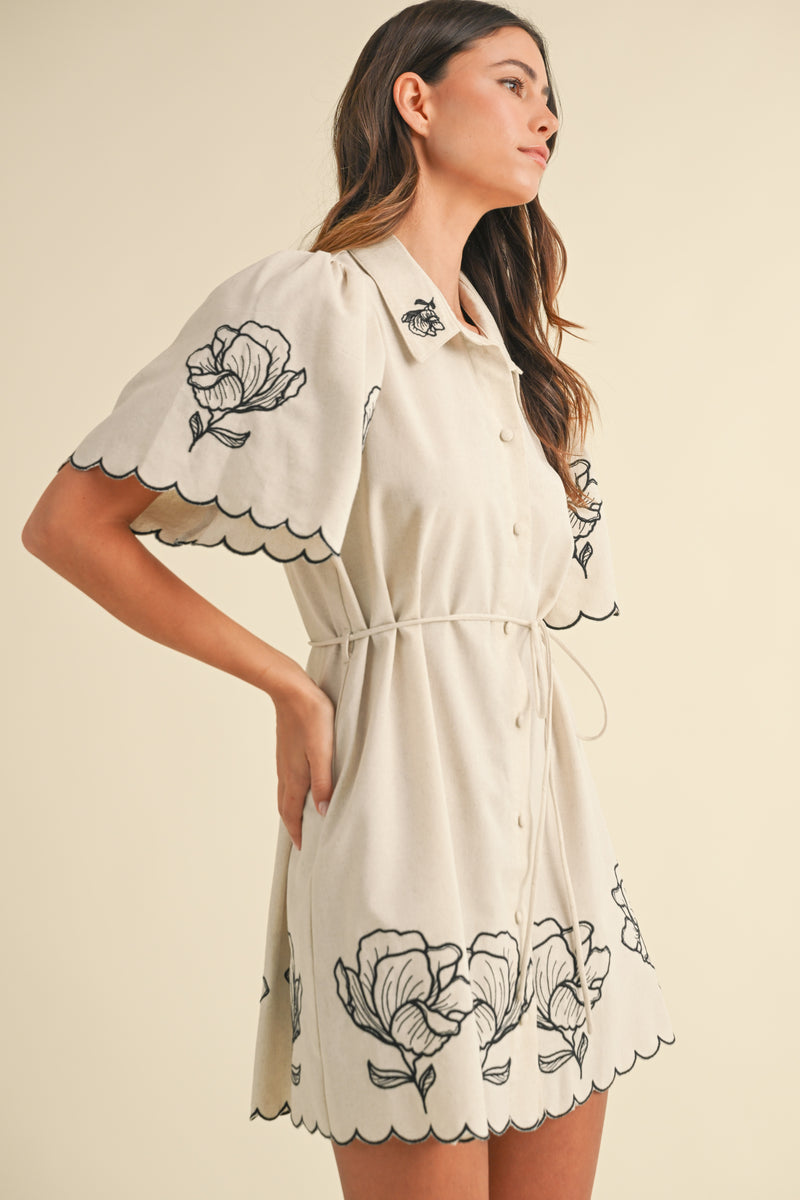 BLAIRE EMBROIDERED SHIRT DRESS