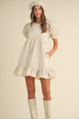 RIALTA FRAYED TEXTURE TIERED MINI DRESS