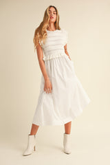 ANDI RUFFLE SLEEVE KNIT AND WOVEN MIX DRESS