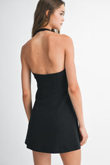 GEYNNETH JEWEL BOW SLIT MINI DRESS