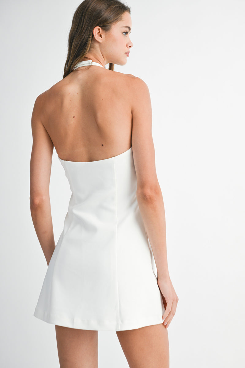 GEYNNETH JEWEL BOW SLIT MINI DRESS