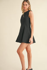 FABLE SLEEVELESS FLARE MINI DRESS