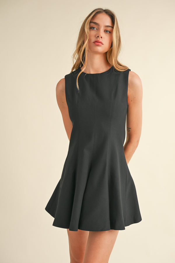 FABLE SLEEVELESS FLARE MINI DRESS