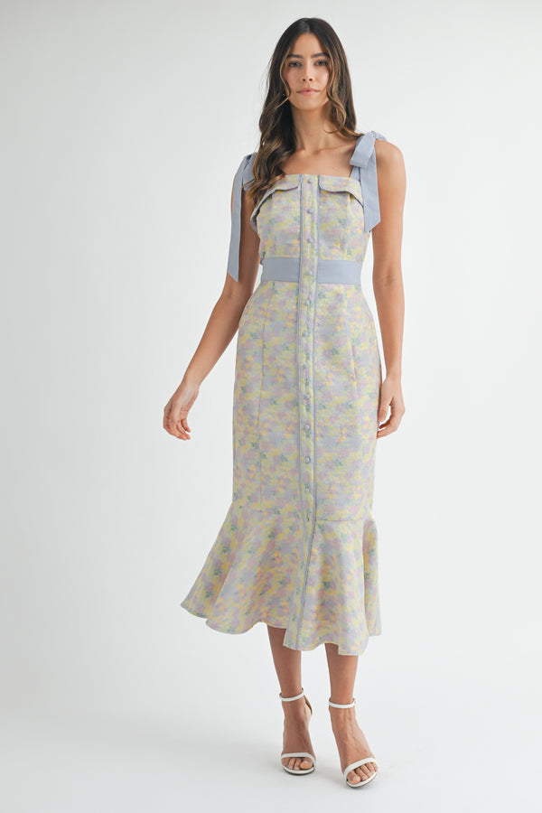 ELIANA BOW TIED MIDI DRESS