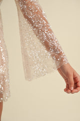 ELYSIAN SEQUIN BELL SLEEVE MINI DRESS