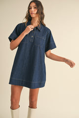 ONDINE DENIM FLARED MINI DRESS