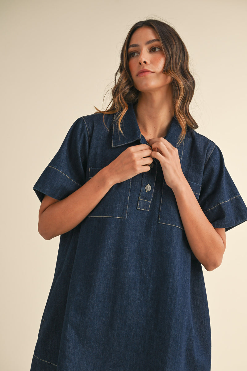 ONDINE DENIM FLARED MINI DRESS