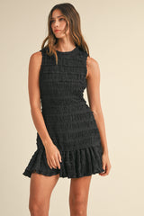 AVERY RUCHED RUFFLE DETAILED SLEEVELESS MINI DRESS