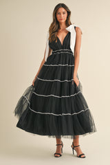 LOTTIE BOW STRAP TIERED MAXI DRESS