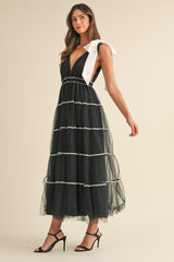 LOTTIE BOW STRAP TIERED MAXI DRESS