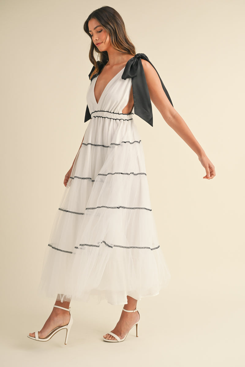 LOTTIE BOW STRAP TIERED MAXI DRESS