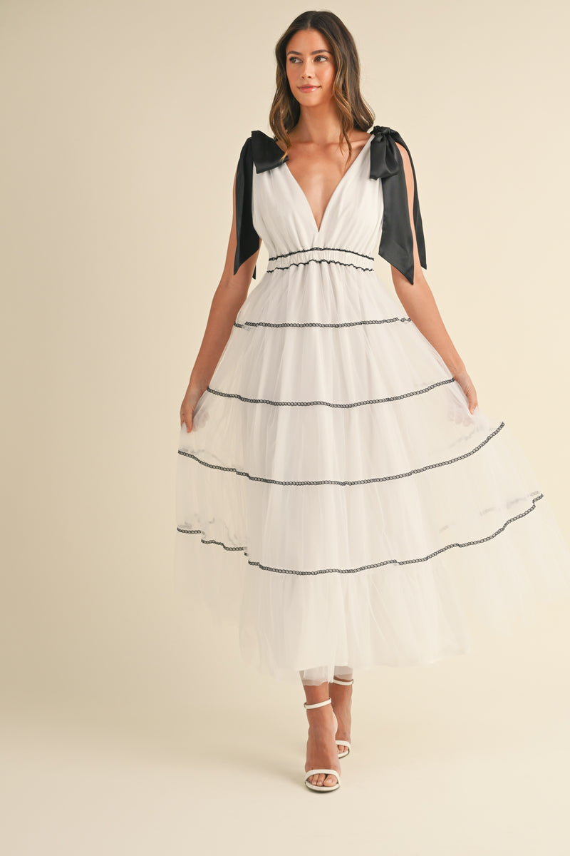 LOTTIE BOW STRAP TIERED MAXI DRESS