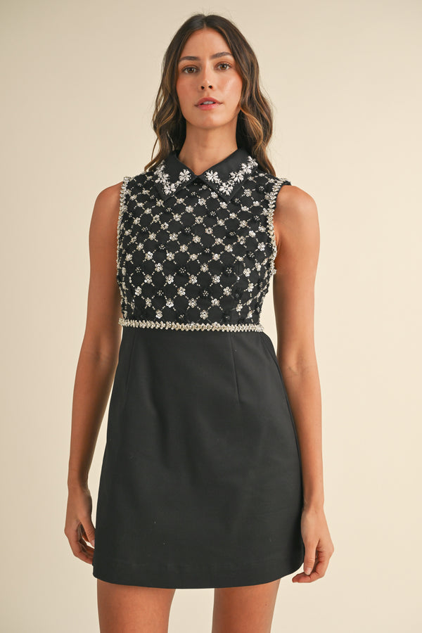 AVALON COLLAR SLEEVELESS MINI DRESS