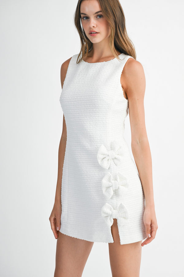 NAYELI BOW DETAILED SIDE SLIT MINI DRESS