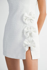 NAYELI BOW DETAILED SIDE SLIT MINI DRESS