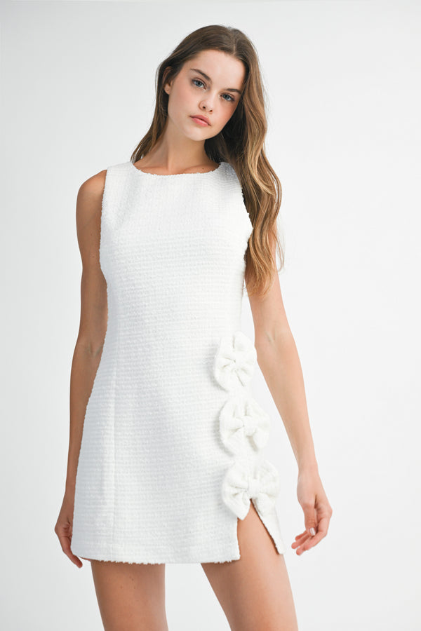 NAYELI BOW DETAILED SIDE SLIT MINI DRESS