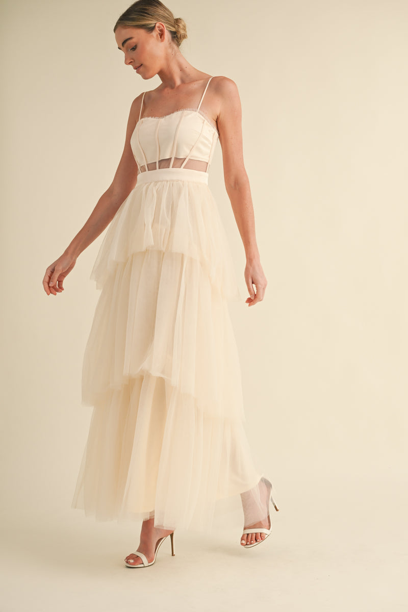 BRITTON TIERED SHEER MAXI DRESS