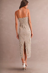 NIA 3D EMBELLISHED DEEP V NECK CAMI DRESS