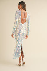 AMABEL SEQUIN LONG SLEEVE MIDI DRESS