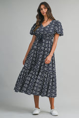 ELETTRA EMBROIDERED PUFF DRESS