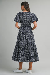 ELETTRA EMBROIDERED PUFF DRESS