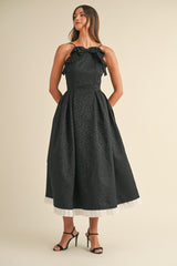 LILLEMORE BOW APPLIQUE MIDI DRESS