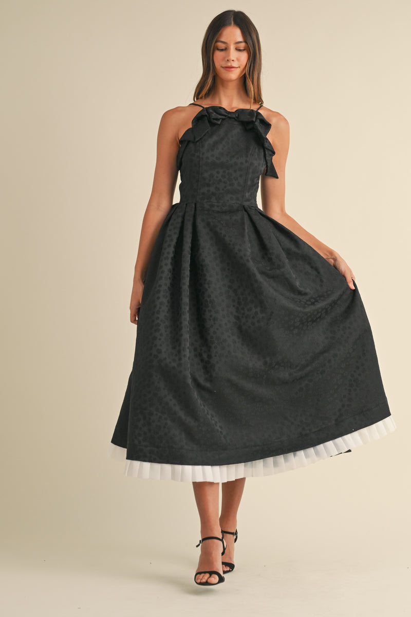 LILLEMORE BOW APPLIQUE MIDI DRESS