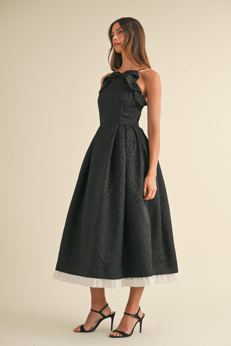 LILLEMORE BOW APPLIQUE MIDI DRESS