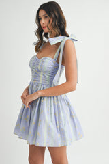 ZOEY FLORAL PRINTED MINI DRESS WITH TIE SHOULDER