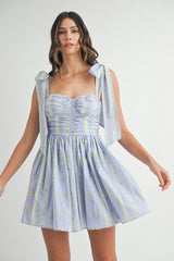 ZOEY FLORAL PRINTED MINI DRESS WITH TIE SHOULDER