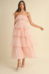 HEILIGH ORGANZA TIERED MIDI DRESS