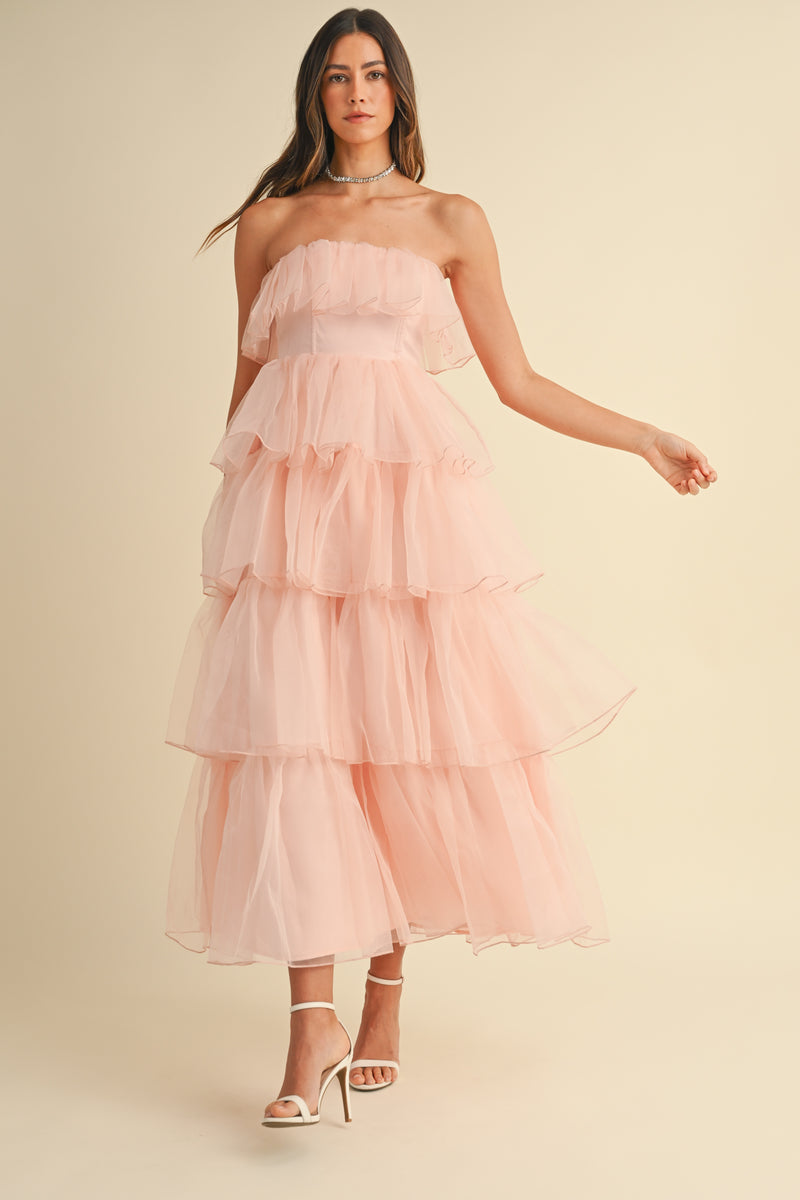 HEILIGH ORGANZA TIERED MIDI DRESS