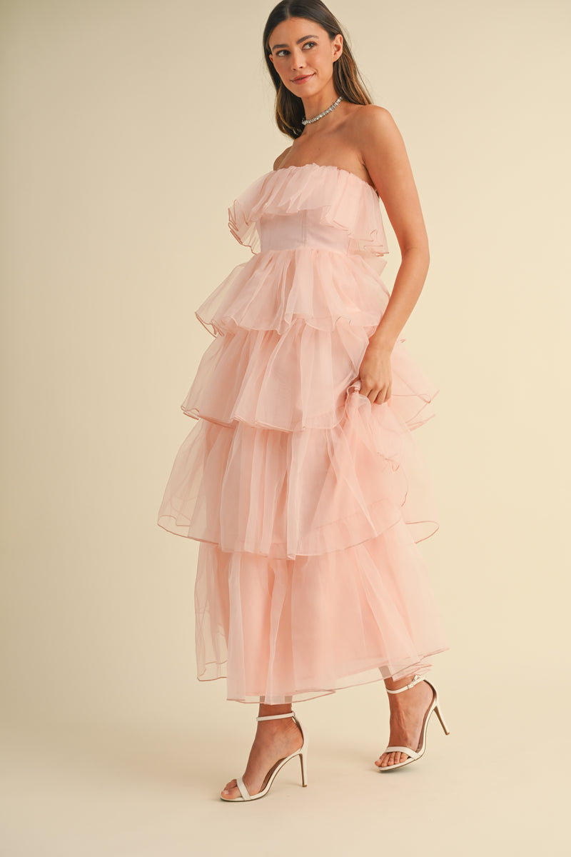 HEILIGH ORGANZA TIERED MIDI DRESS