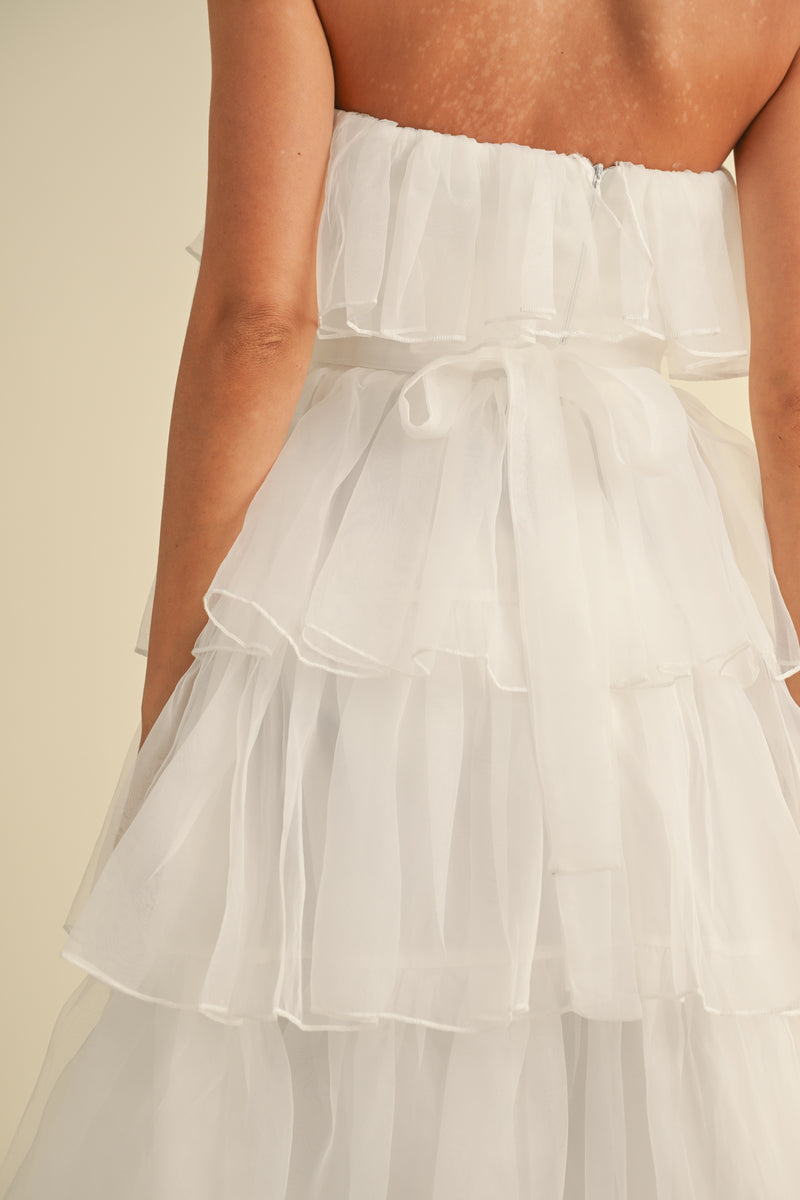 HEILIGH ORGANZA TIERED MIDI DRESS