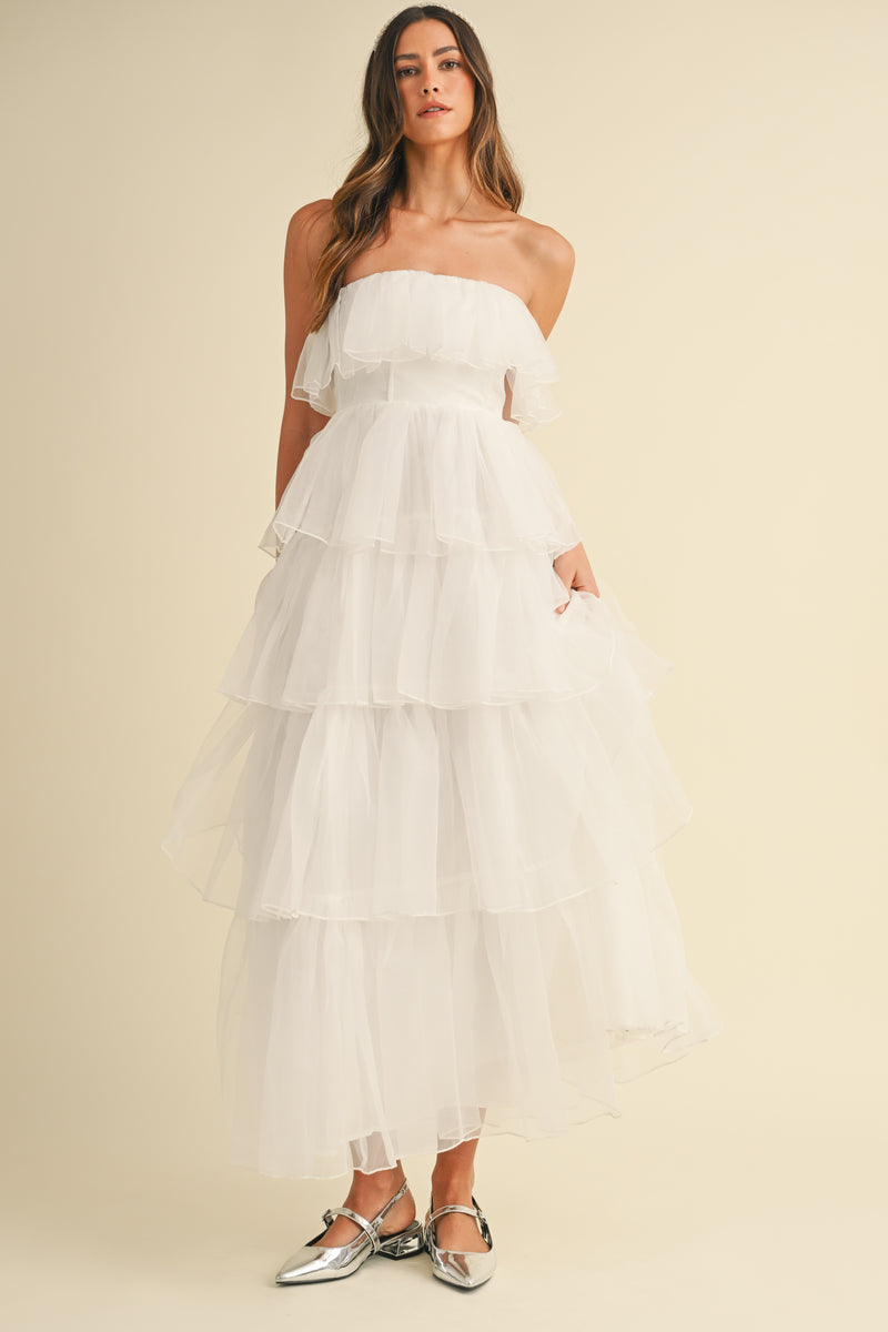 HEILIGH ORGANZA TIERED MIDI DRESS